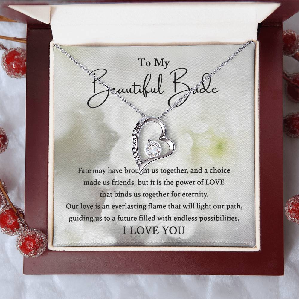 To My Beautiful Bride - Faith Brought Us Together - Forever Love Necklace