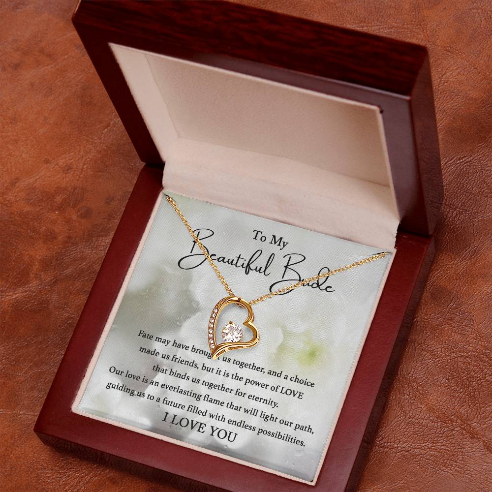 To My Beautiful Bride - Faith Brought Us Together - Forever Love Necklace