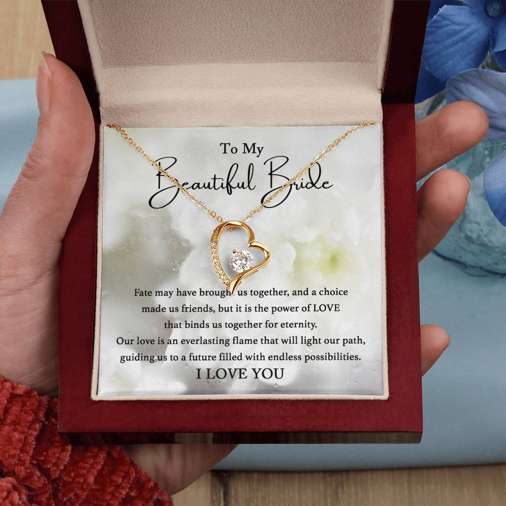 To My Beautiful Bride - Faith Brought Us Together - Forever Love Necklace