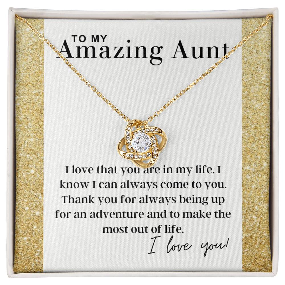 To My Amazing Aunt - I Love You - Love Knot Necklace