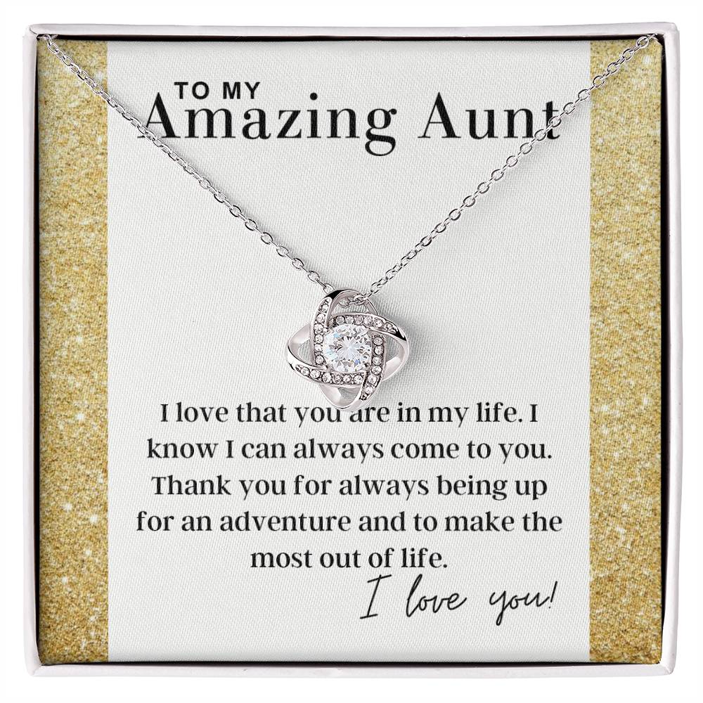 To My Amazing Aunt - I Love You - Love Knot Necklace