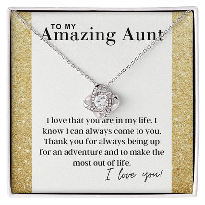 To My Amazing Aunt - I Love You - Love Knot Necklace