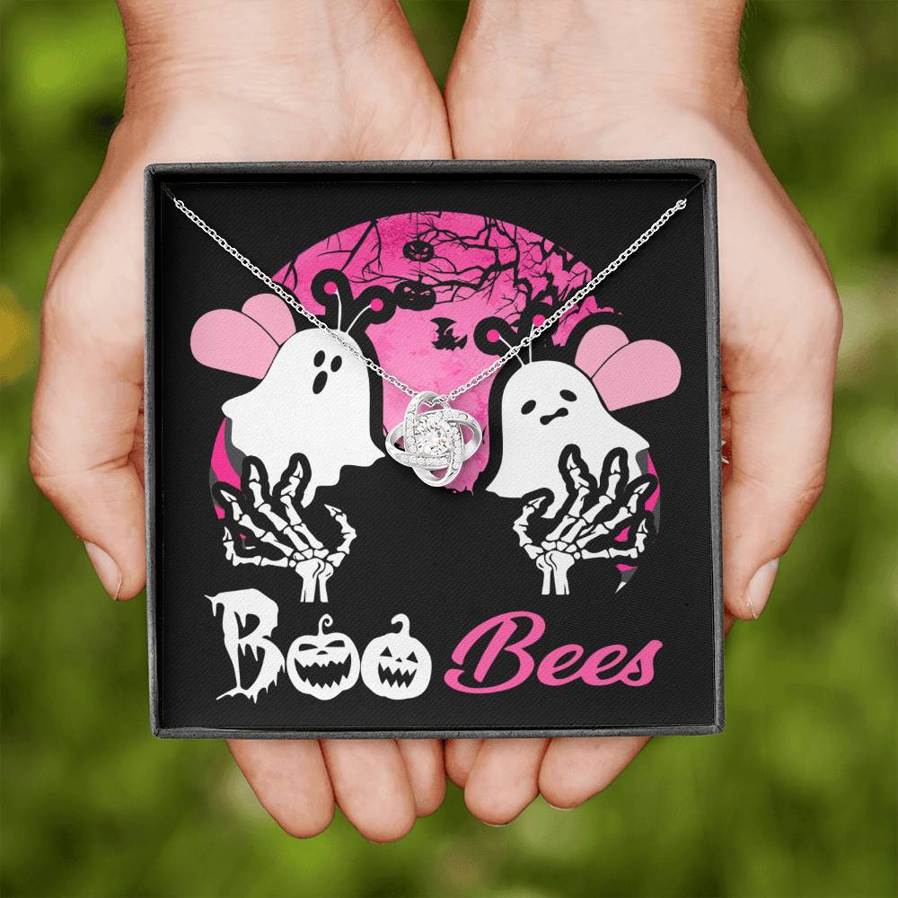 Gift for Wife -Halloween card  Boo Bees - Love Knot Necklace