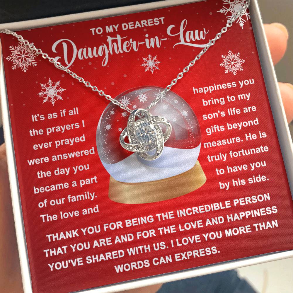 To My Daughter in law - The love and happiness you bring to my son's life are gifts measure - Love Knot Necklace.