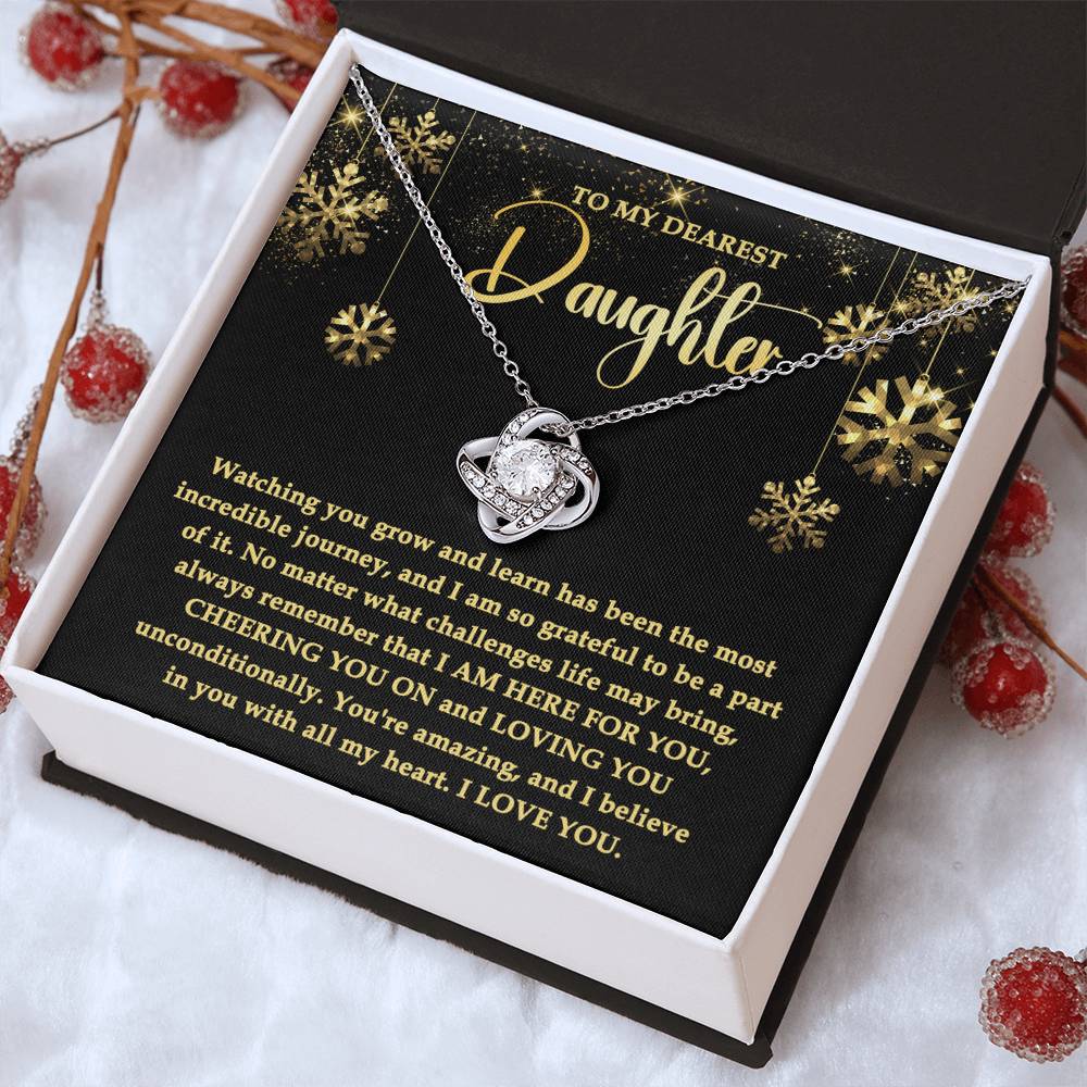 To My Daughter - You are amazing, and I believe in you with all my heart - Love knot Necklace.