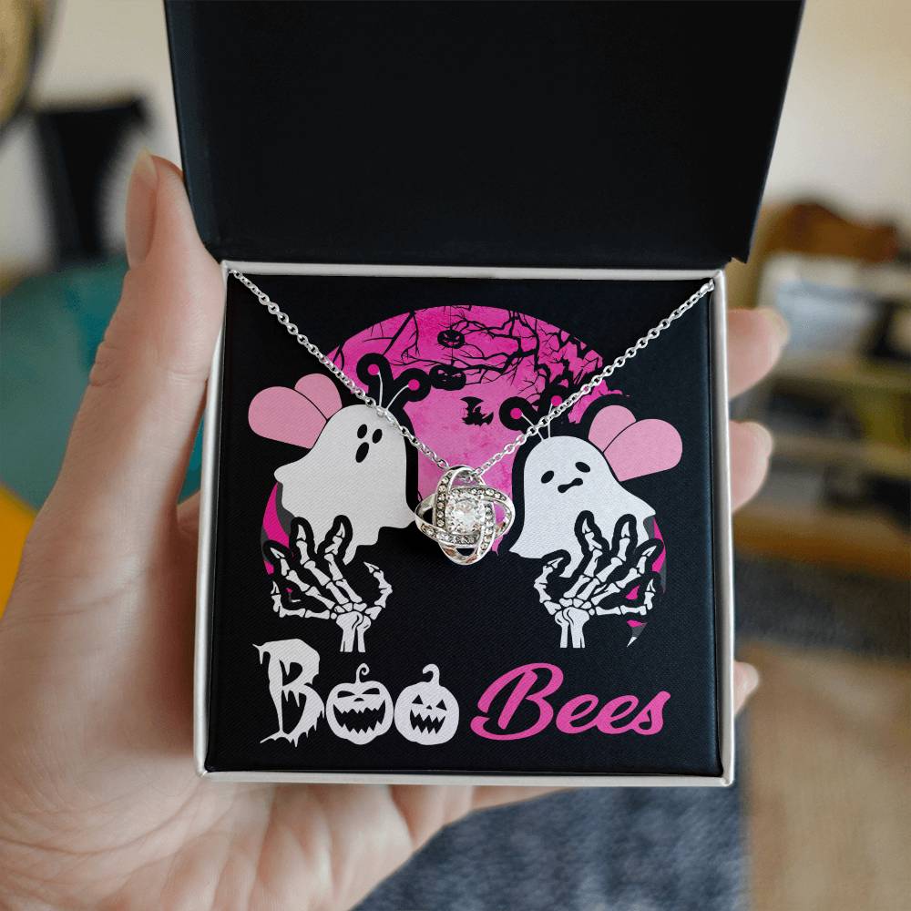 Gift for Wife -Halloween card  Boo Bees - Love Knot Necklace