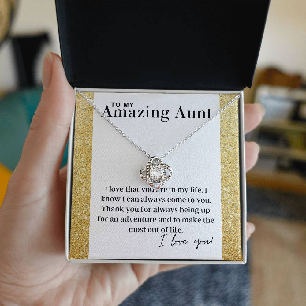 To My Amazing Aunt - I Love You - Love Knot Necklace