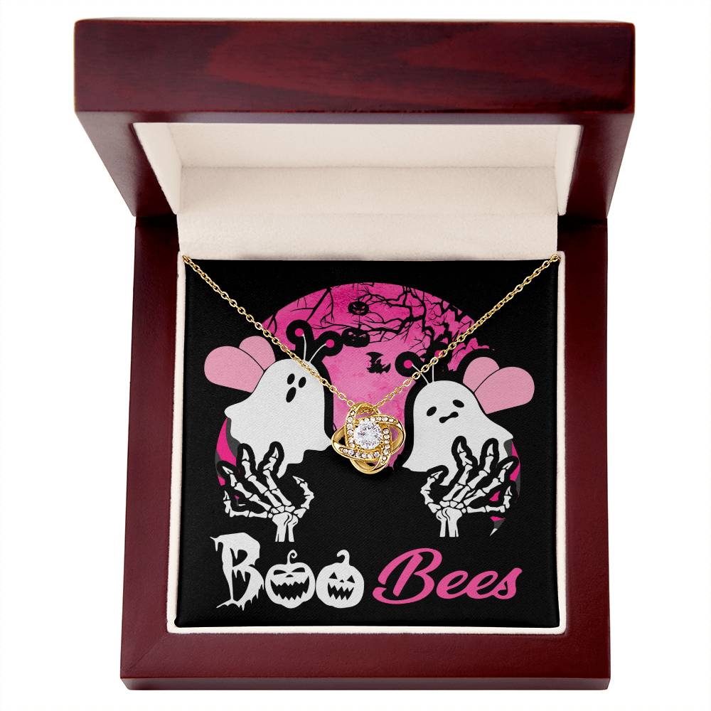 Gift for Wife -Halloween card  Boo Bees - Love Knot Necklace