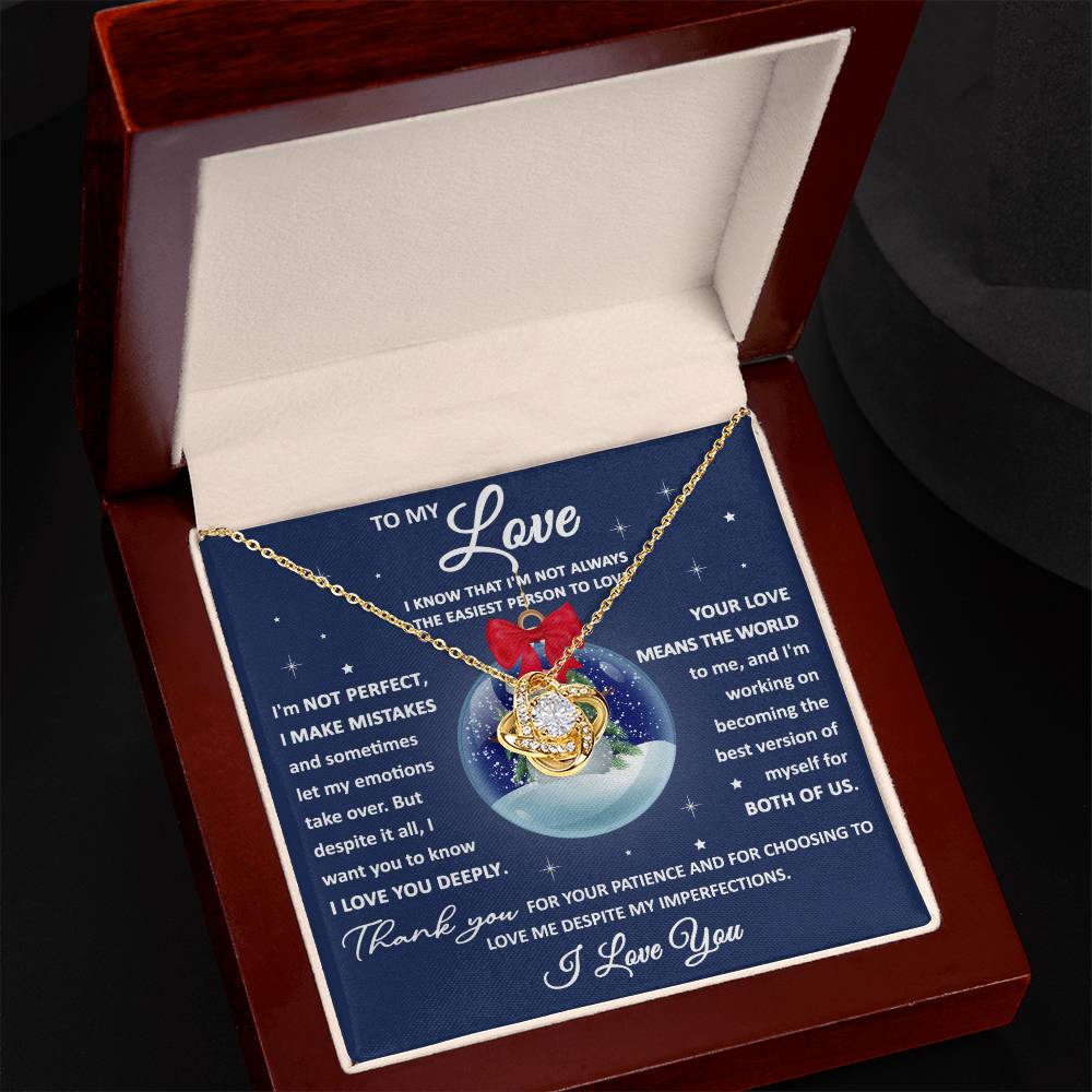 Wife gifts - I know that I am not always the easiest person to love - Love Knot Necklace