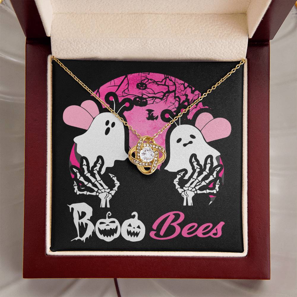 Gift for Wife -Halloween card  Boo Bees - Love Knot Necklace