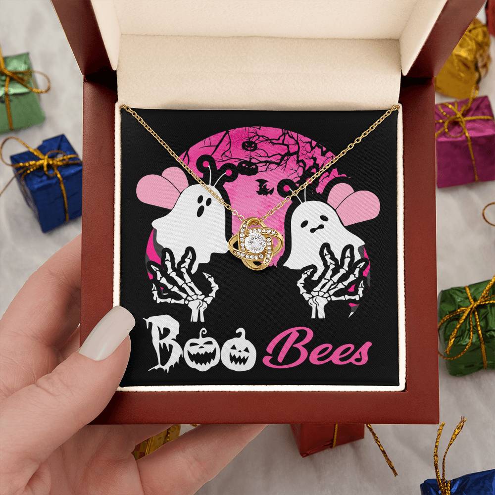 Gift for Wife -Halloween card  Boo Bees - Love Knot Necklace