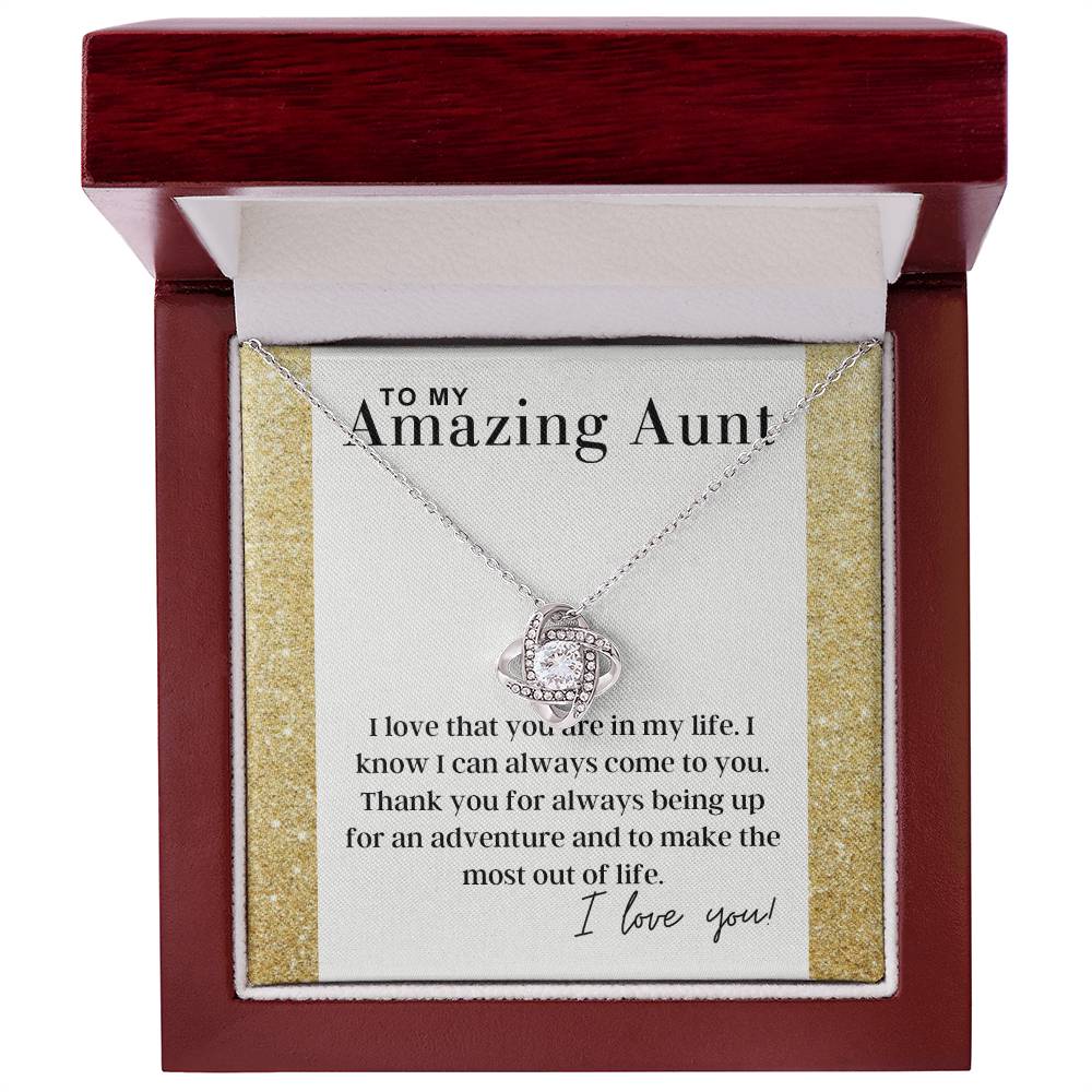 To My Amazing Aunt - I Love You - Love Knot Necklace