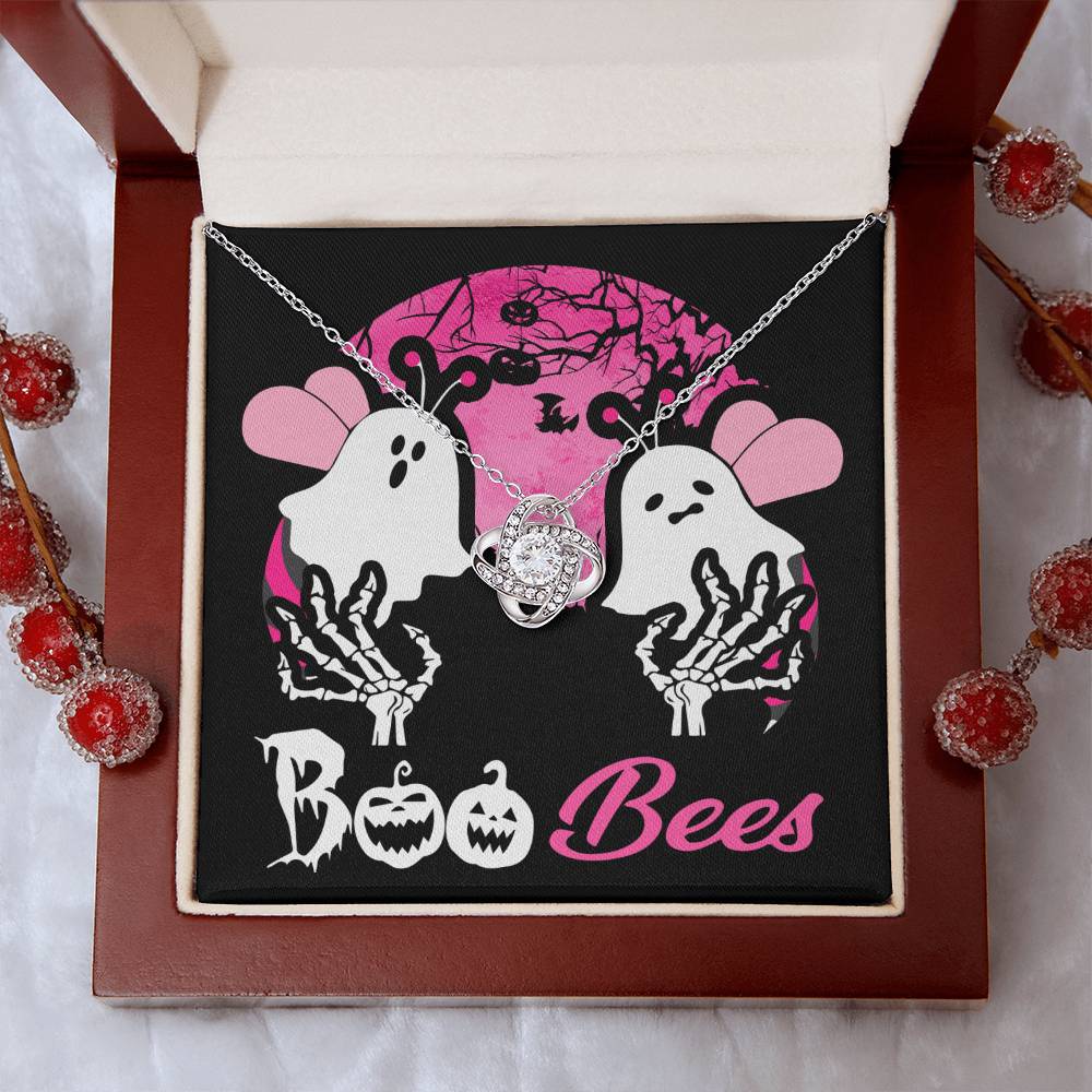 Gift for Wife -Halloween card  Boo Bees - Love Knot Necklace