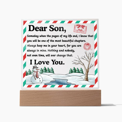 To my Son - you will be the most beautiful chapters - LED Acrylic Plaque.