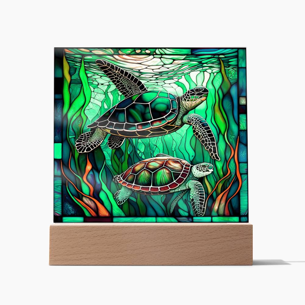 To my Mom - Stainedglass Turtle - LED Acrylic Plaque.