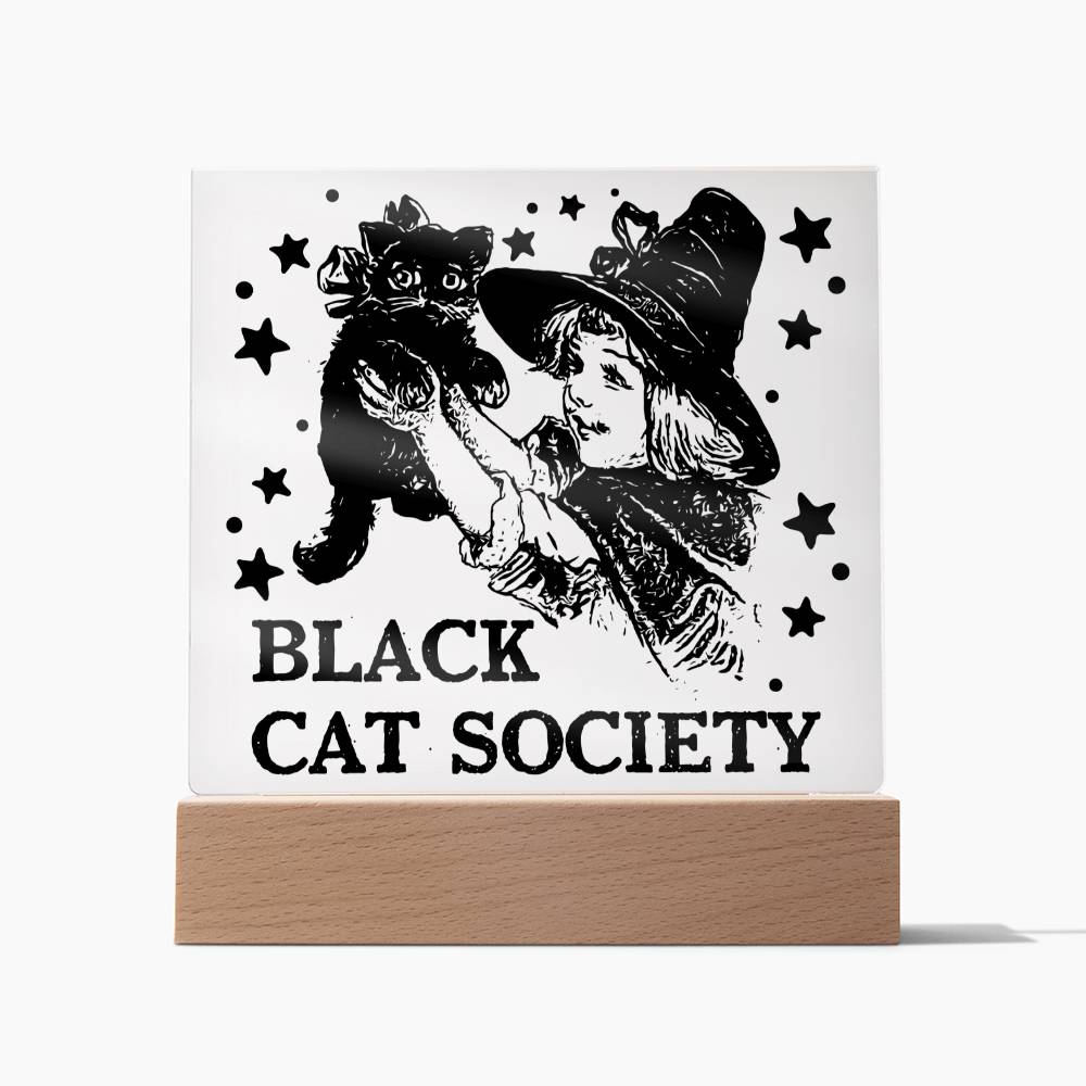 Gift for Daughter - Halloween Black Cat Society - Led Acrylic Plaque