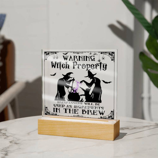 To my Mom - Halloween Warning Witch Property - LED Acrylic Plaque