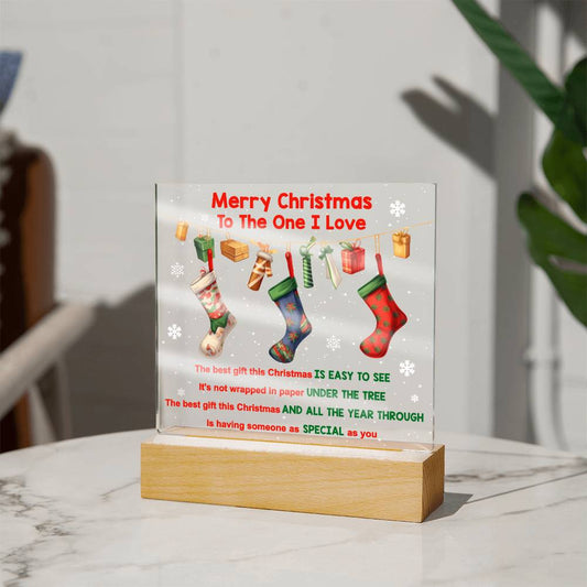 Wife gifts - Merry Christmas to the One I love - LED Acrylic Plaque.