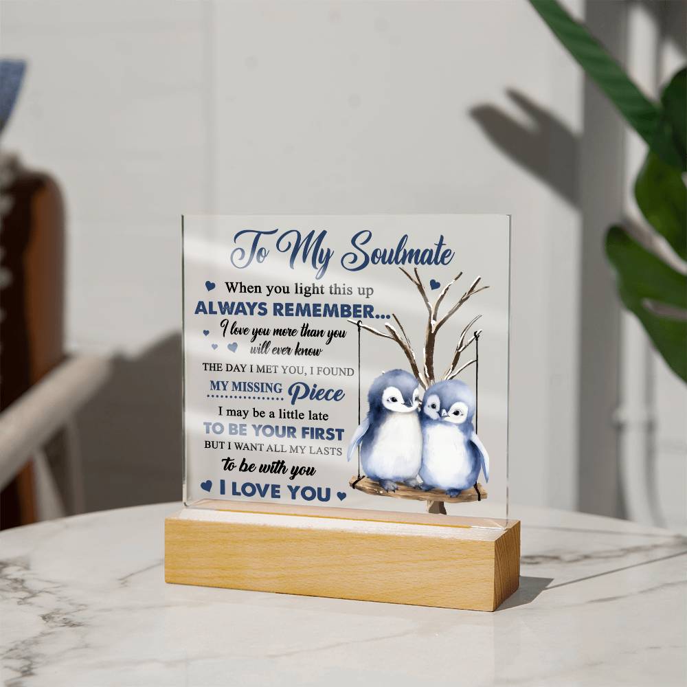 To My Soulmate - I love you more than you will ever know - LED Acrylic Plaque.