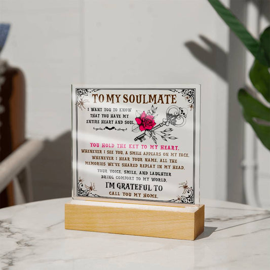 To my Soulmate - I want you to know that you have my Entire Heart and Soul - LED Acrylic Plaque