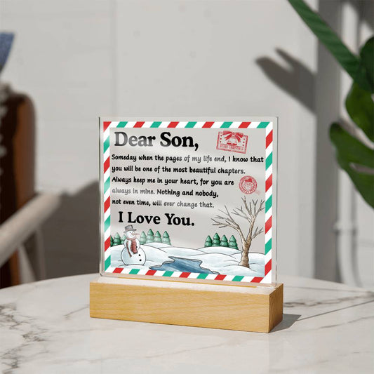 To my Son - you will be the most beautiful chapters - LED Acrylic Plaque.