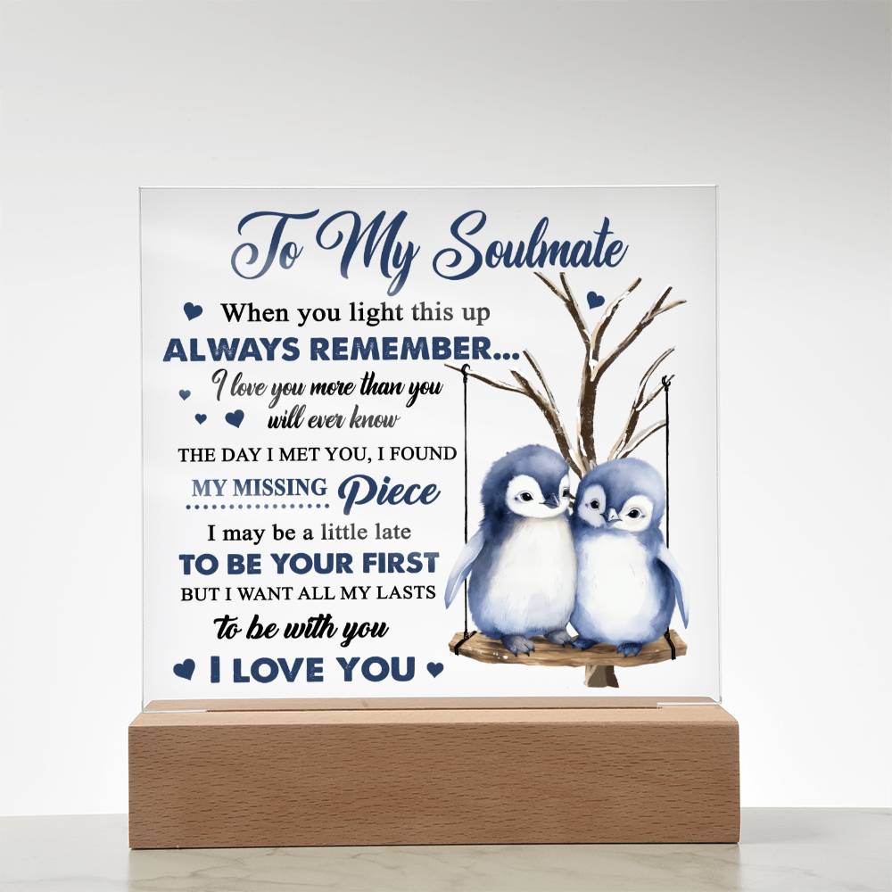 To My Soulmate - I love you more than you will ever know - LED Acrylic Plaque.