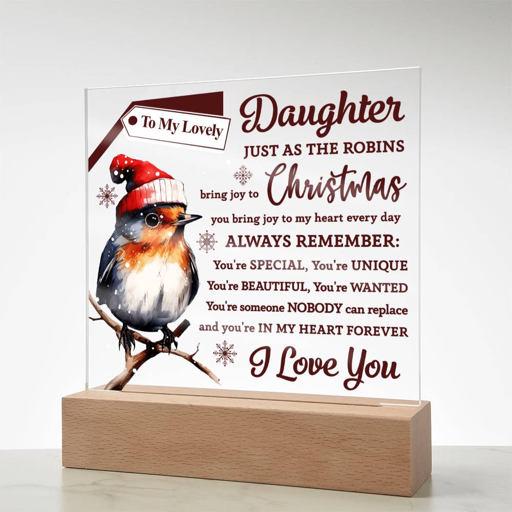 To my Daughter - you bring joy to my heart every day - LED Acrylic Plaque.