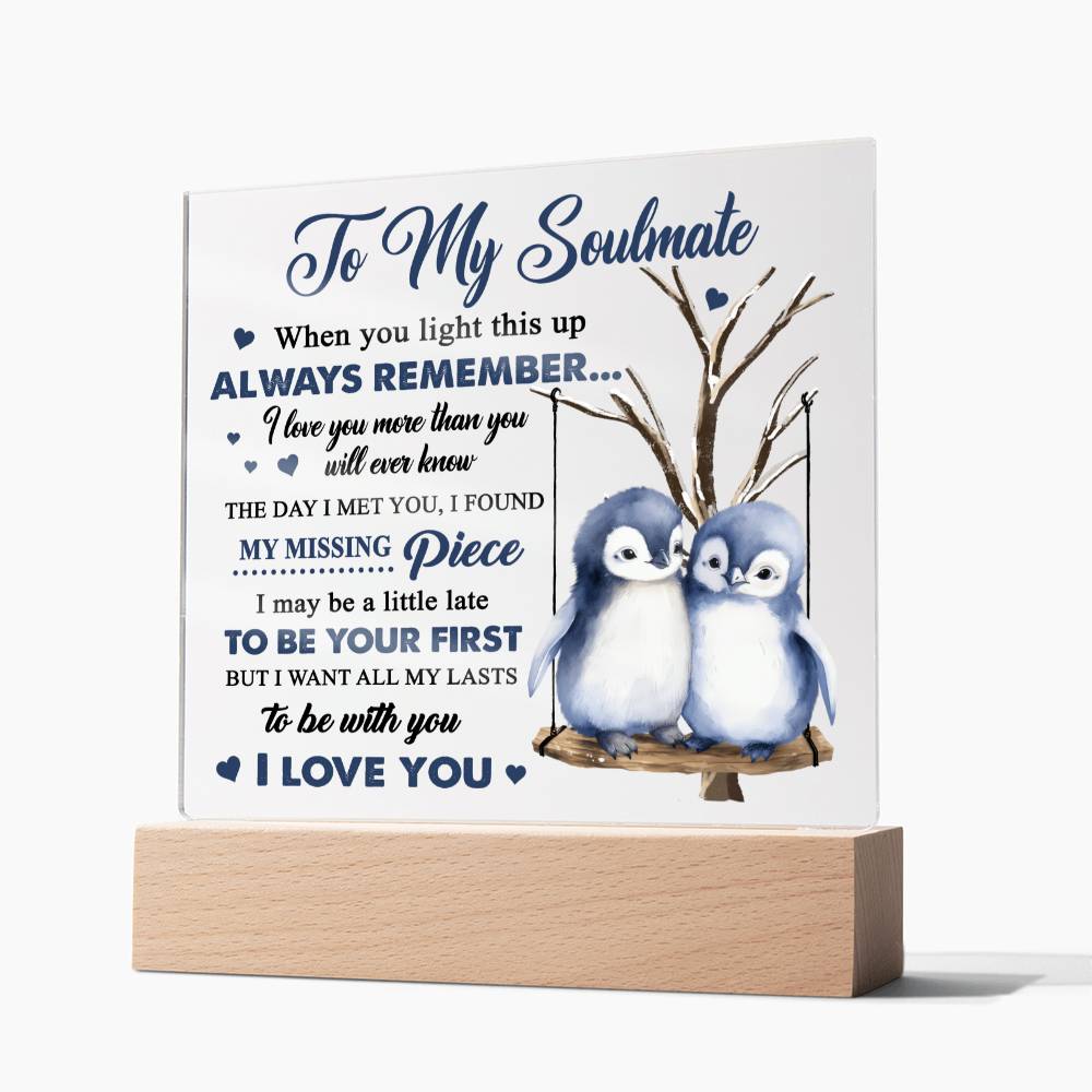 To My Soulmate - I love you more than you will ever know - LED Acrylic Plaque.