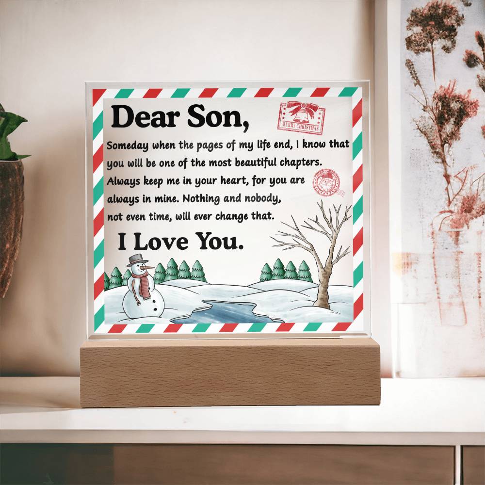 To my Son - you will be the most beautiful chapters - LED Acrylic Plaque.