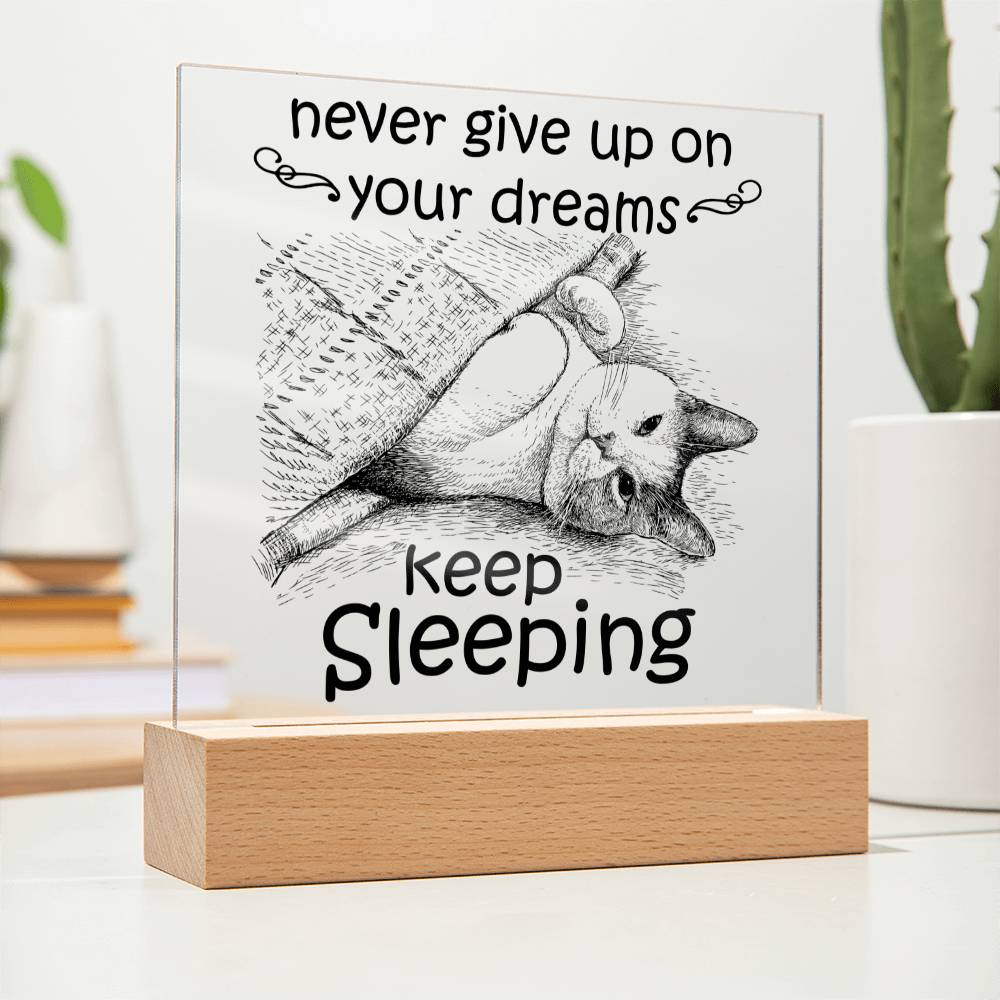 Daughter gifts - Never give up on your dreams Keep Sleeping - LED Acrylic Plaque.