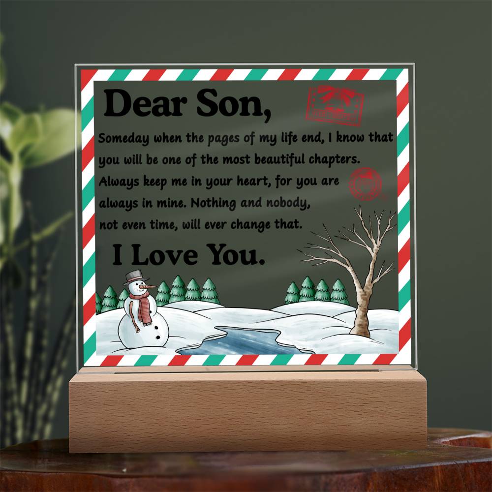 To my Son - you will be the most beautiful chapters - LED Acrylic Plaque.