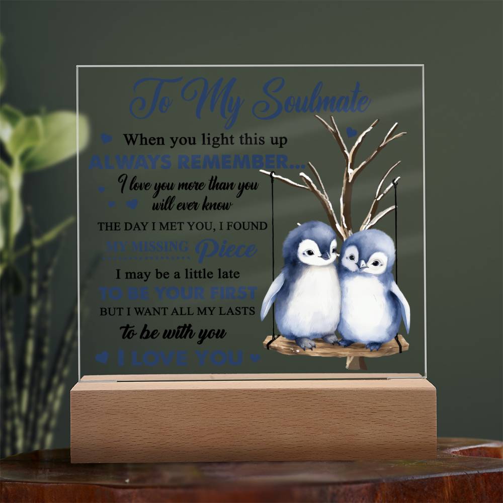 To My Soulmate - I love you more than you will ever know - LED Acrylic Plaque.