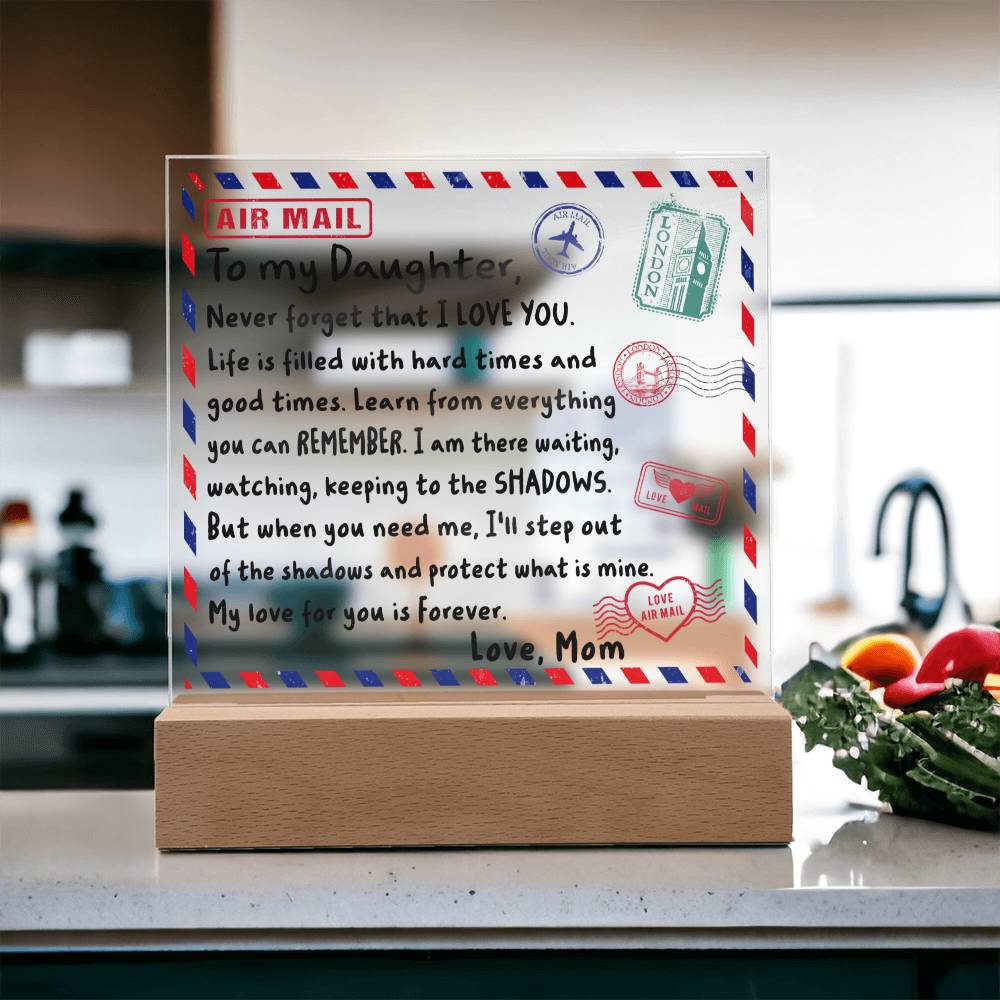 To my Daughter - Never forget that I love you - LED Acrylic Plaque.