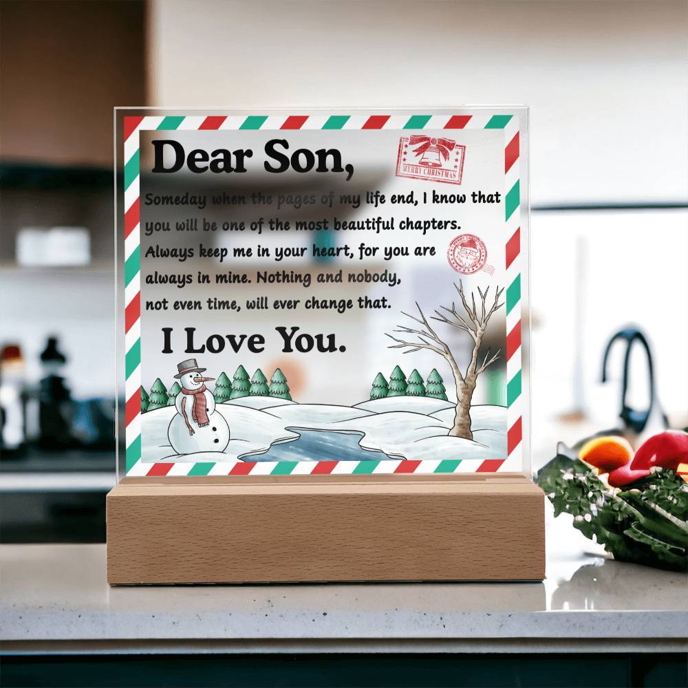 To my Son - you will be the most beautiful chapters - LED Acrylic Plaque.