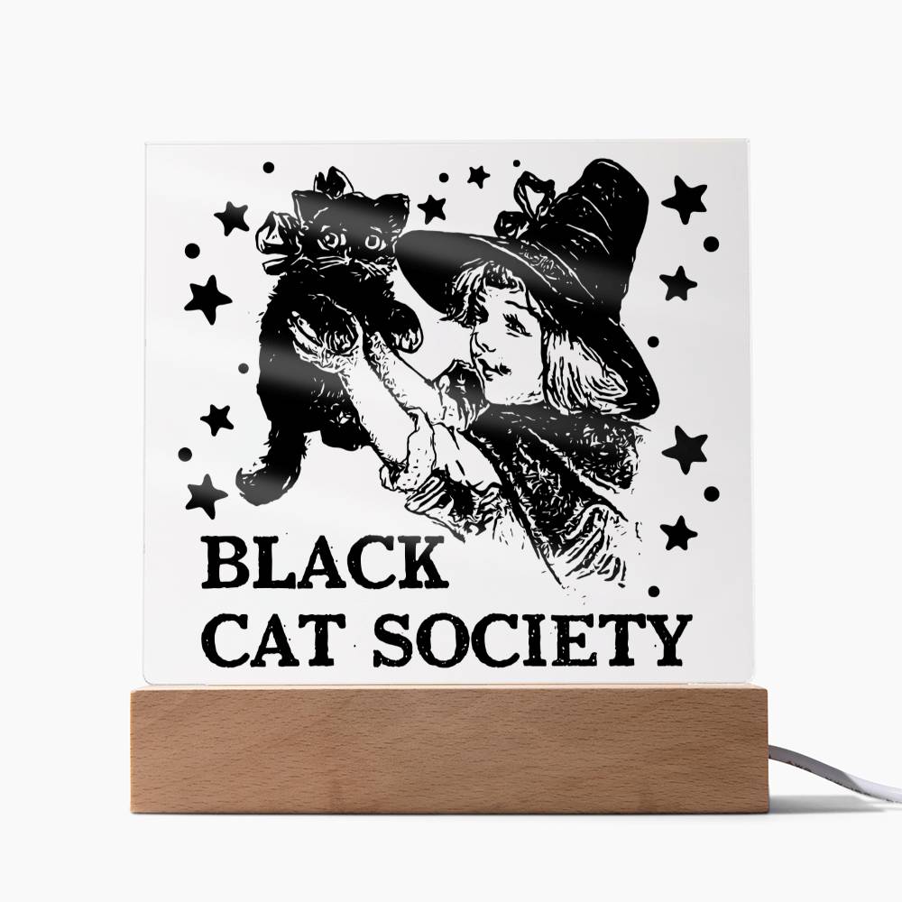 Gift for Daughter - Halloween Black Cat Society - Led Acrylic Plaque