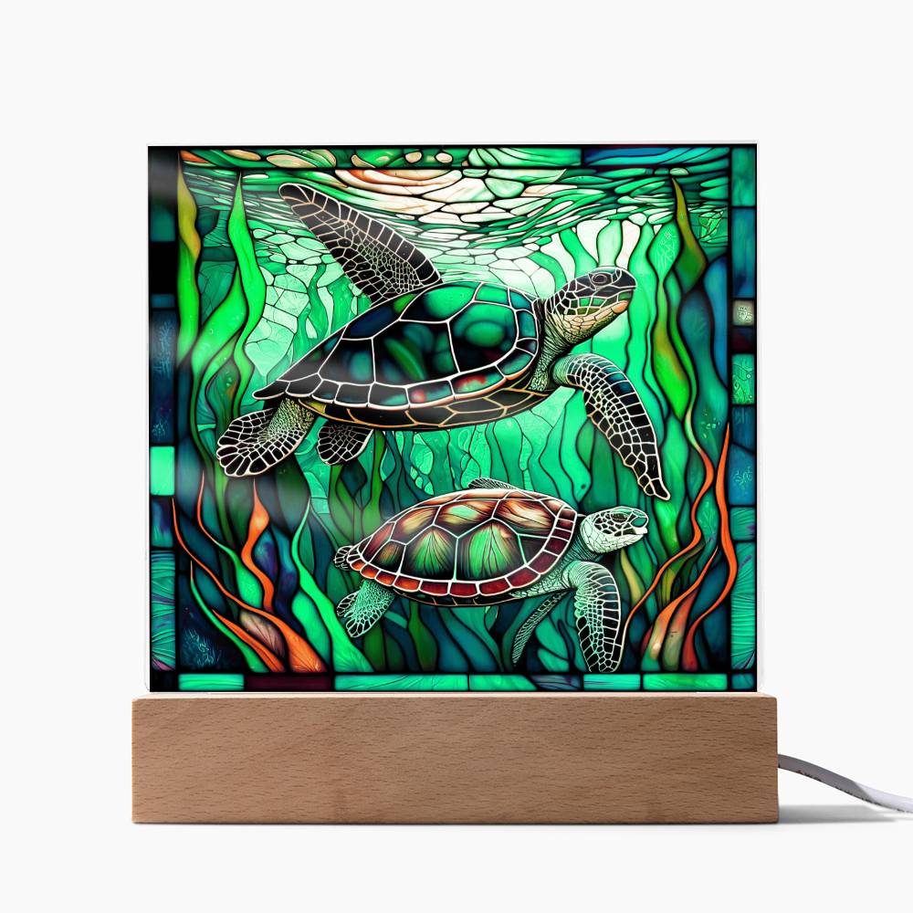 To my Mom - Stainedglass Turtle - LED Acrylic Plaque.