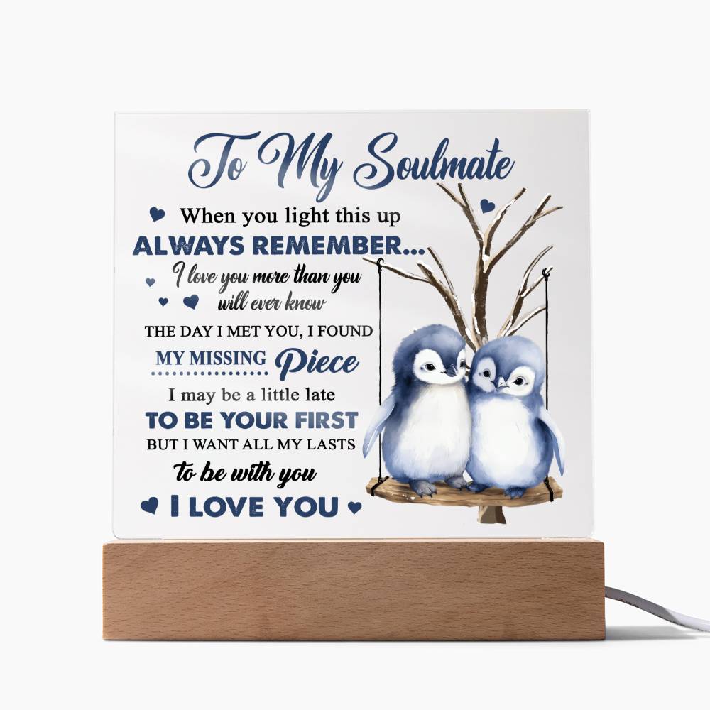 To My Soulmate - I love you more than you will ever know - LED Acrylic Plaque.