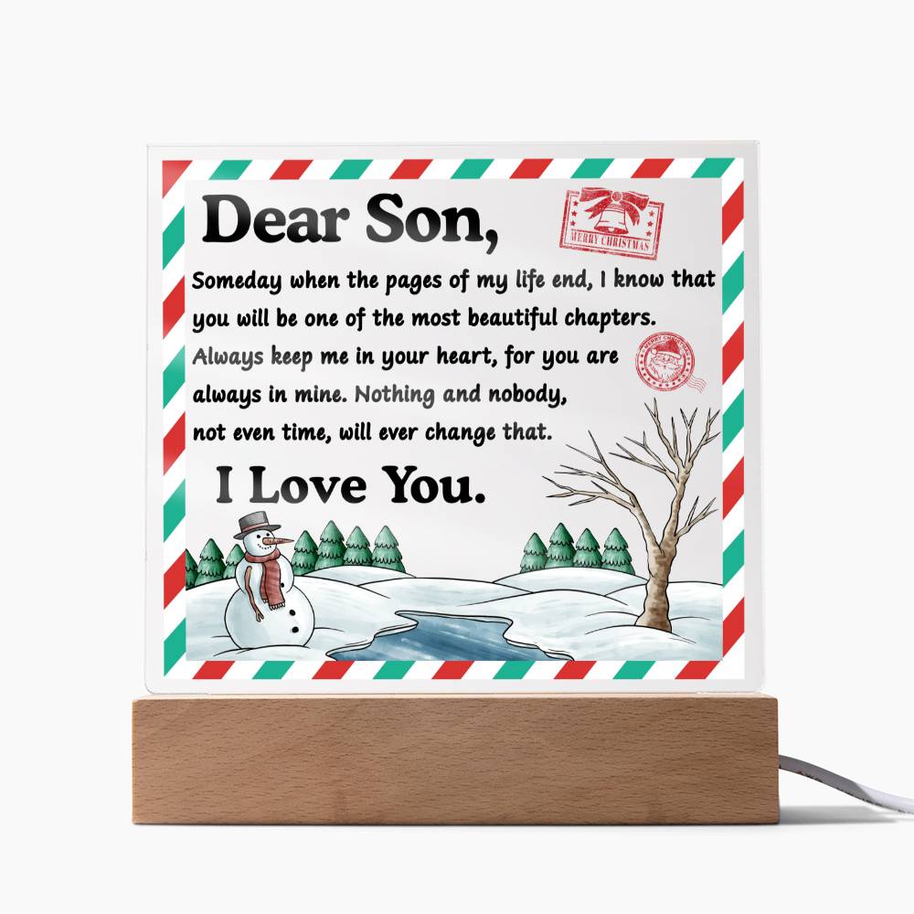 To my Son - you will be the most beautiful chapters - LED Acrylic Plaque.