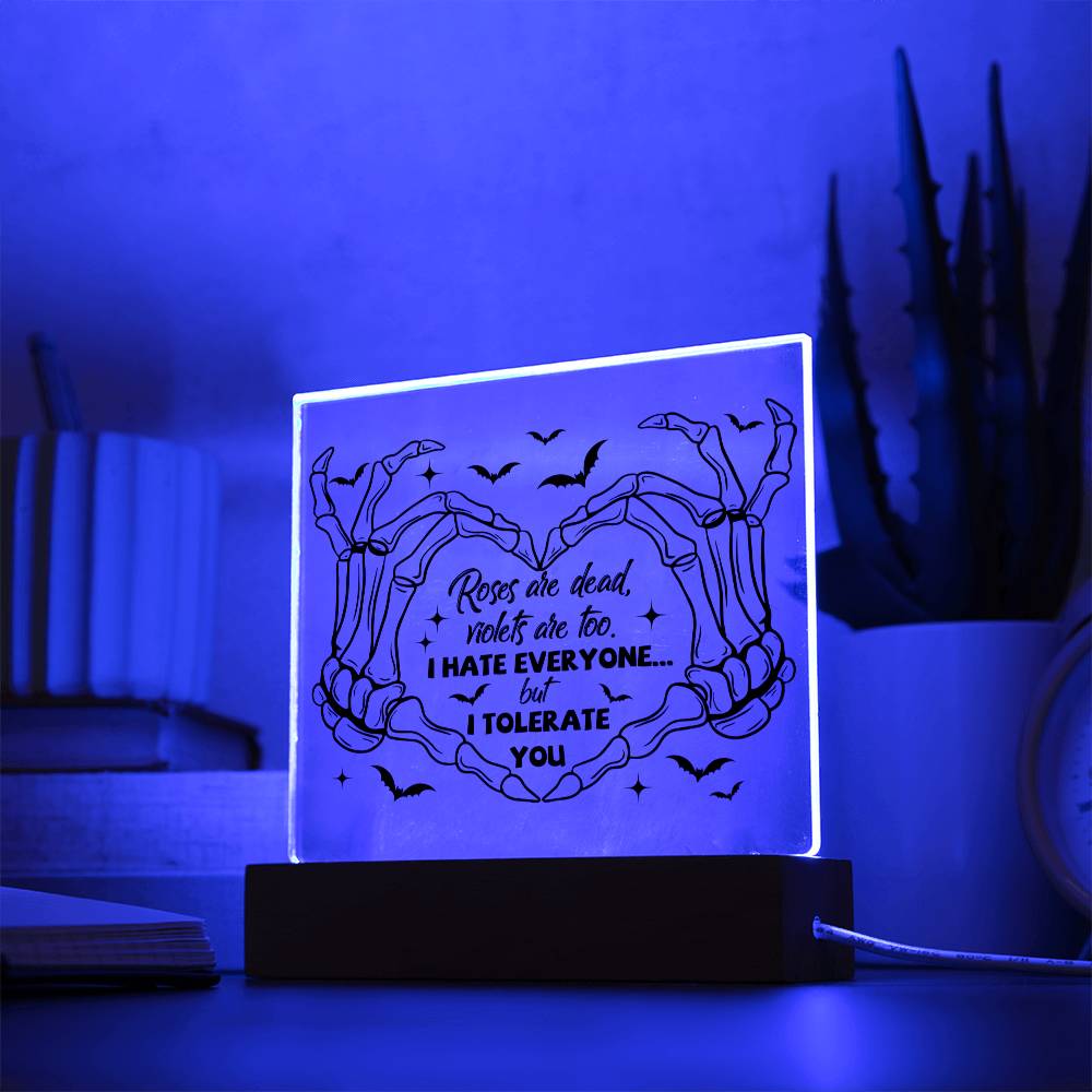 Wife gifts - Halloween Roses are dead violets are too - LED Acrylic Plaque