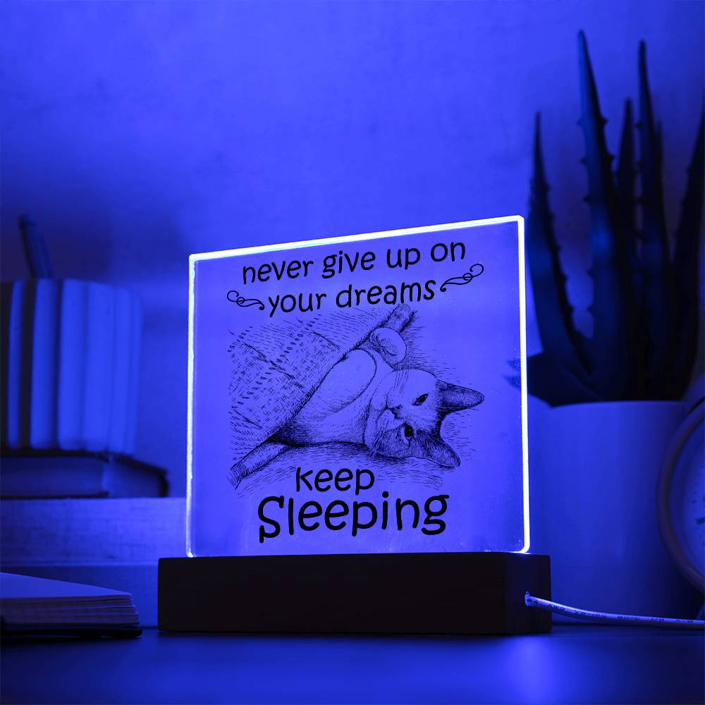 Daughter gifts - Never give up on your dreams, keep sleeping - LED Acrylic Plaque.