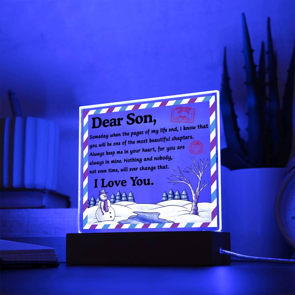 To my Son - you will be the most beautiful chapters - LED Acrylic Plaque.