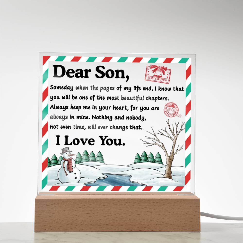 To my Son - you will be the most beautiful chapters - LED Acrylic Plaque.