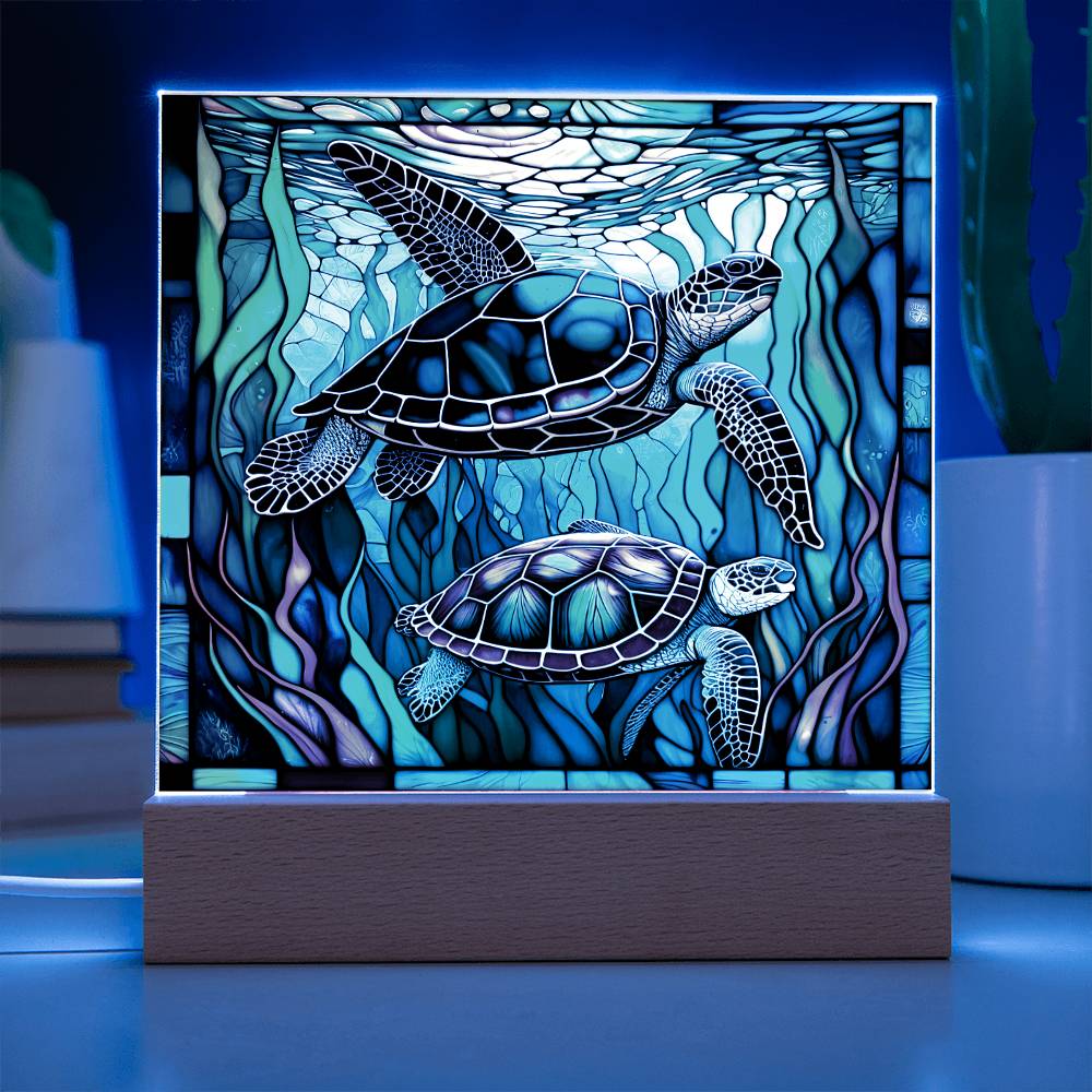 To my Mom - Stainedglass Turtle - LED Acrylic Plaque.