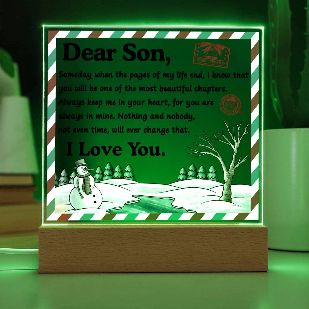 To my Son - you will be the most beautiful chapters - LED Acrylic Plaque.