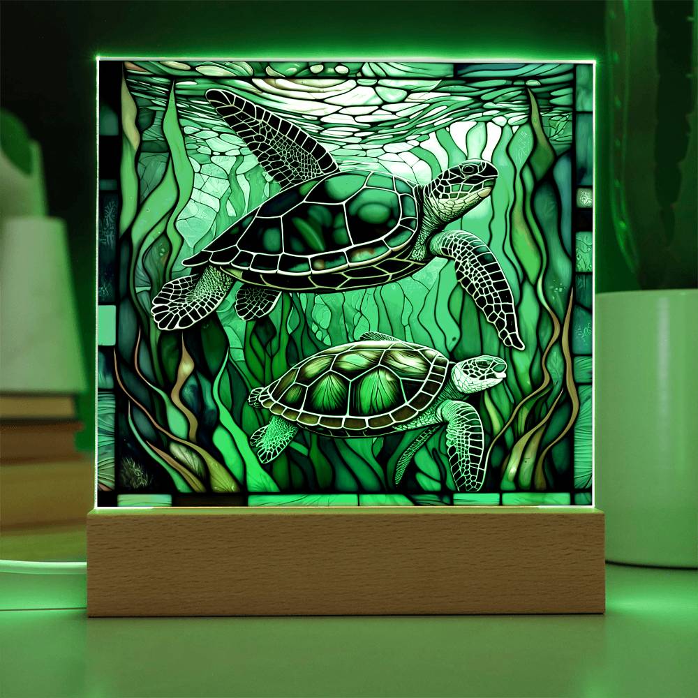 To my Mom - Stainedglass Turtle - LED Acrylic Plaque.