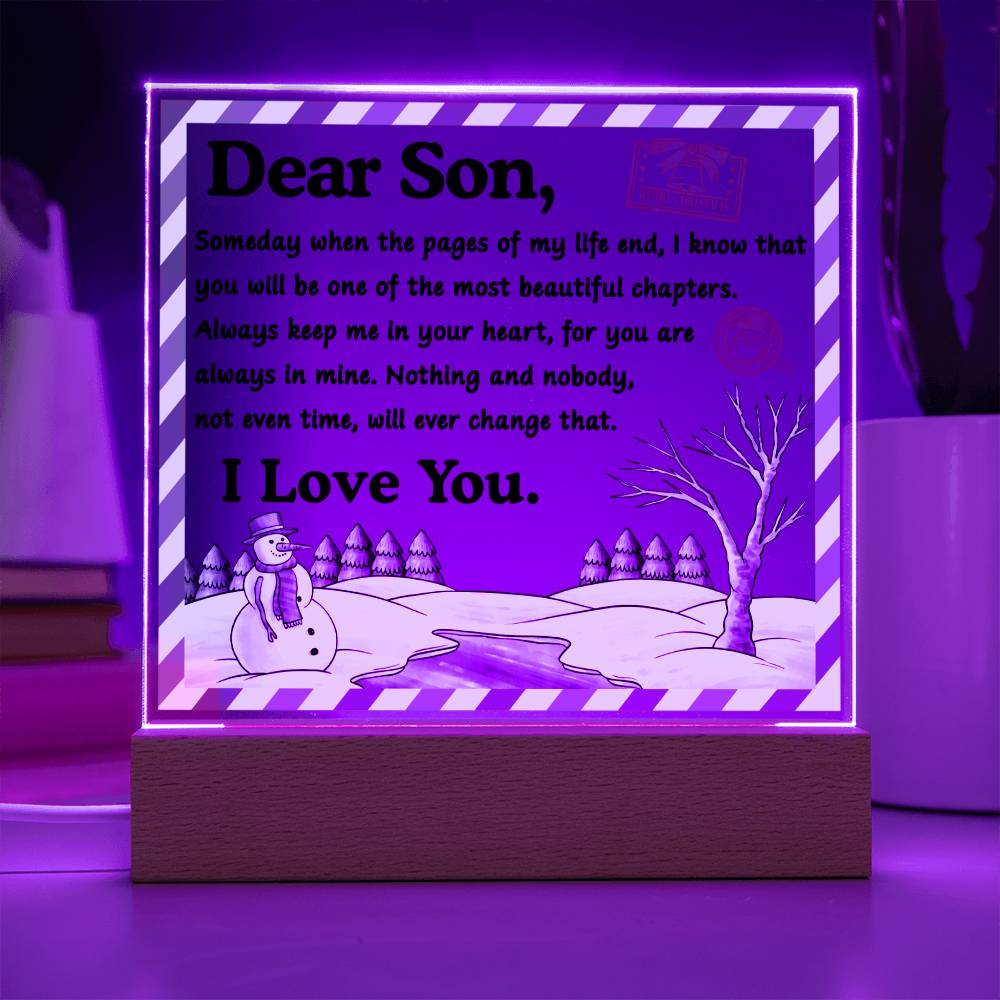 To my Son - you will be the most beautiful chapters - LED Acrylic Plaque.