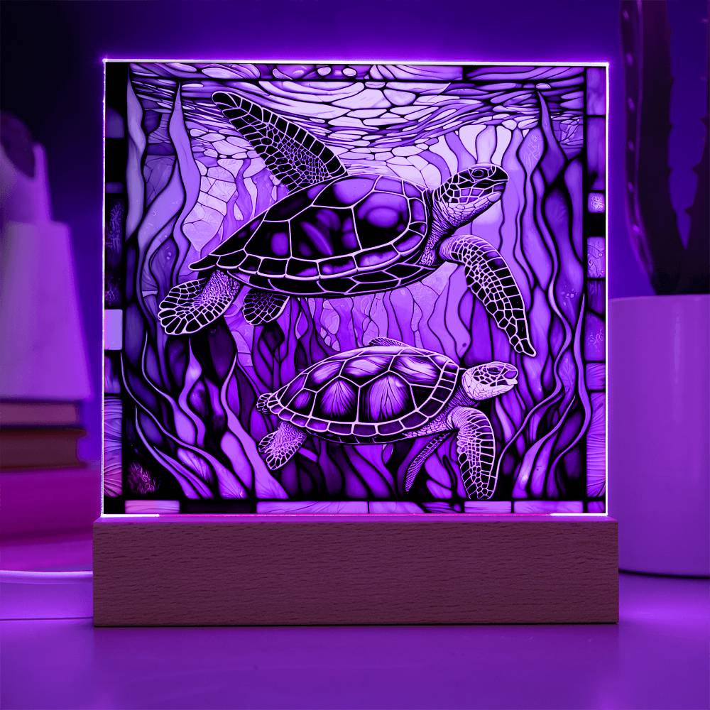 To my Mom - Stainedglass Turtle - LED Acrylic Plaque.