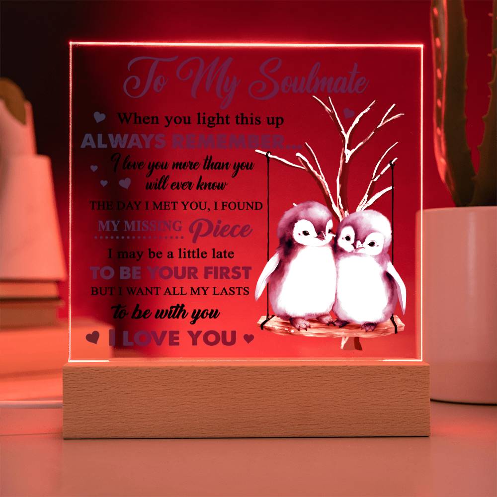 To My Soulmate - I love you more than you will ever know - LED Acrylic Plaque.