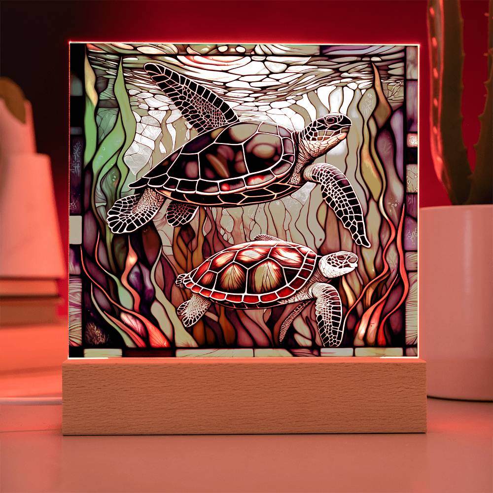 To my Mom - Stainedglass Turtle - LED Acrylic Plaque.