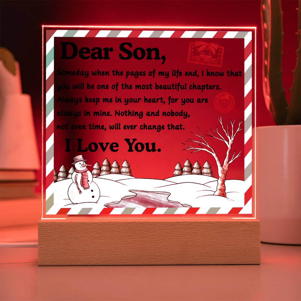 To my Son - you will be the most beautiful chapters - LED Acrylic Plaque.